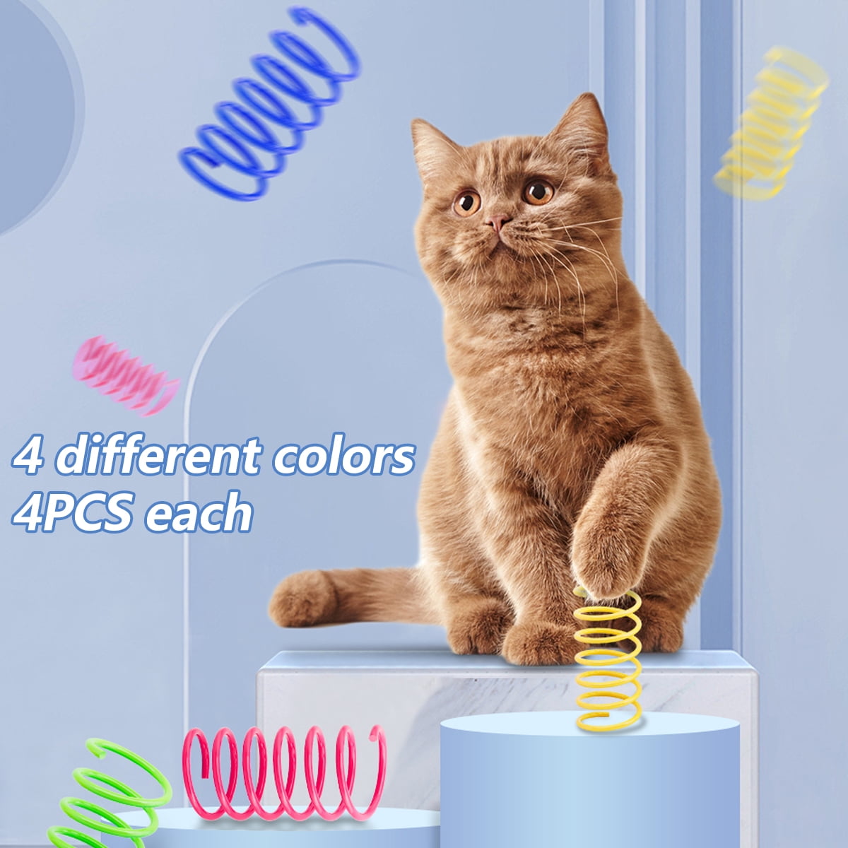 Colorful Springs Cat Toy, 16Pcs Cat Coil Toy, Durable Plastic Spiral Spring Cat Toy for Training