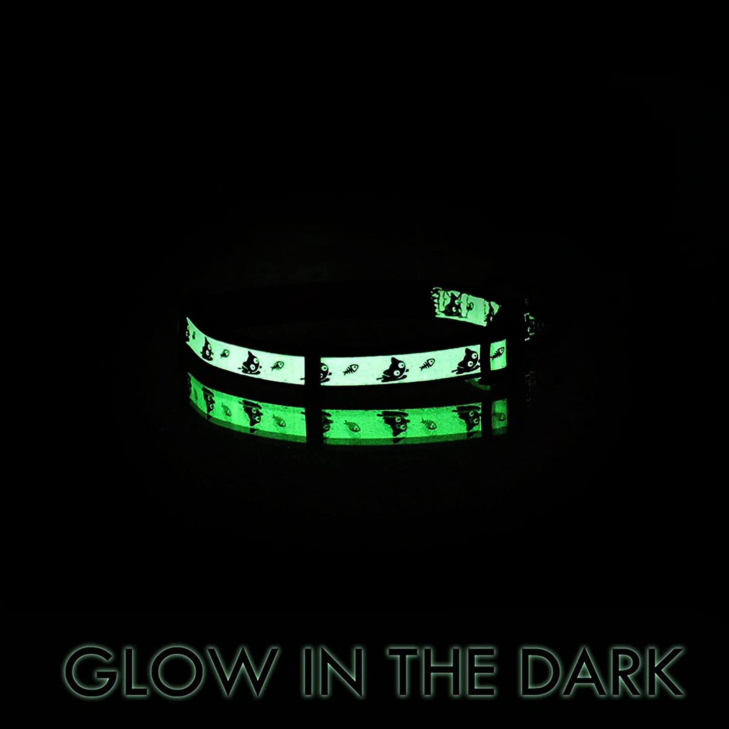 Glow in the Dark Cat Collar with Safety Buckle and Removable Bell 