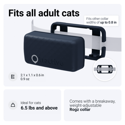 Cat Mini GPS Tracker with Activity Monitoring, Fits Any Collar (Dark Blue)