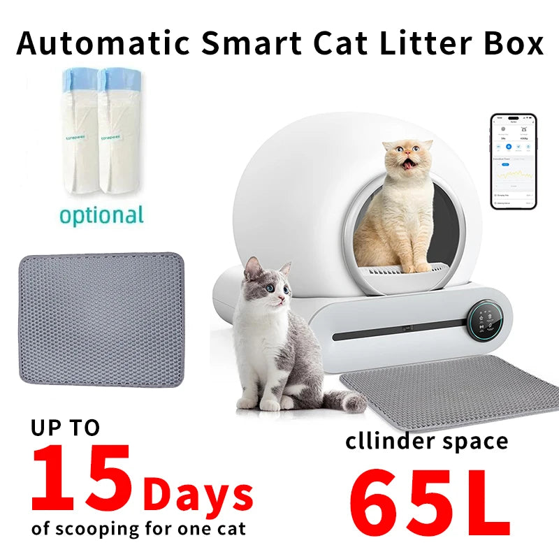 Tonepie Cat Litter Box Automatic Smart Cleaning Fully Enclosed 65L 