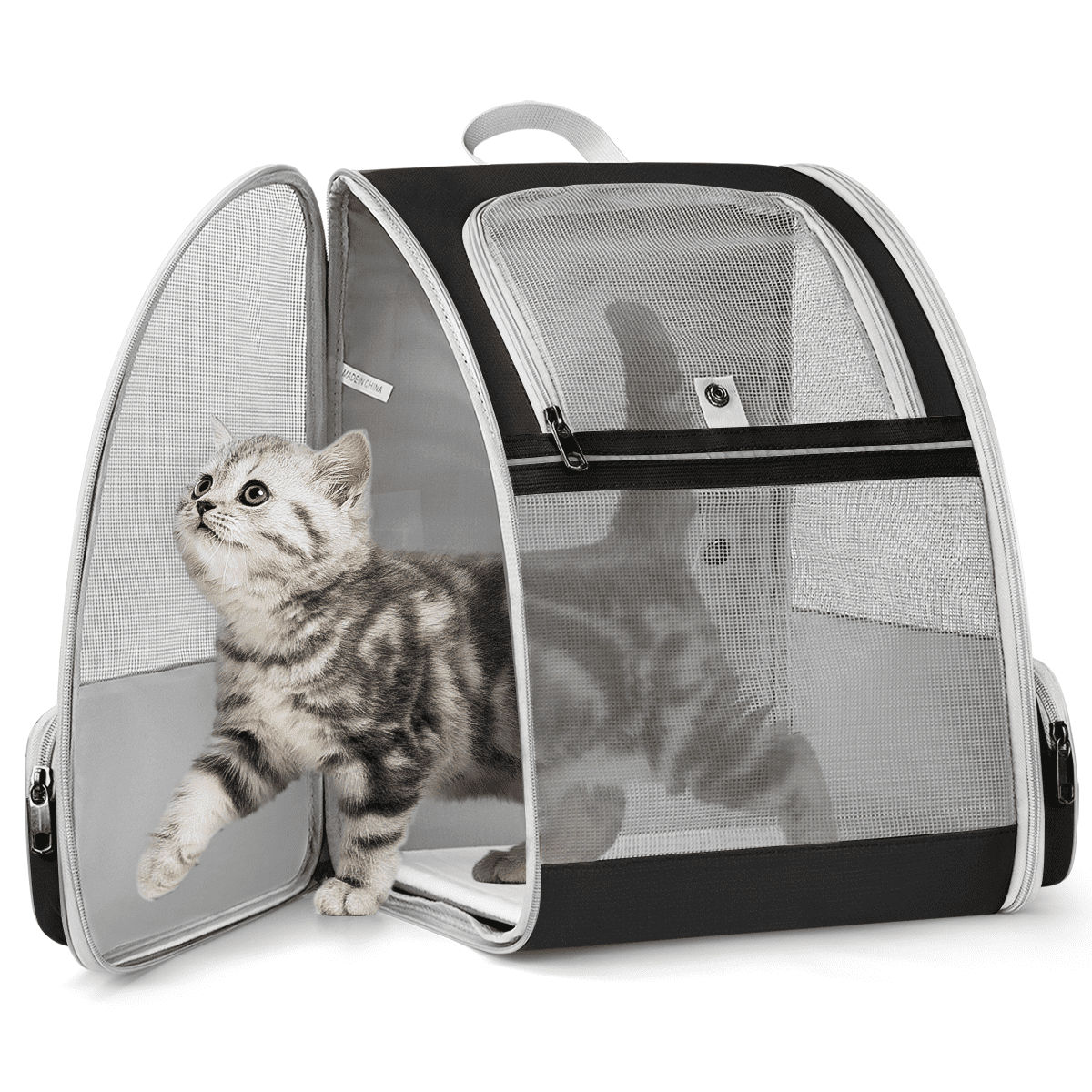 Pet Carrier Backpack for Cats, Cat Carrier with Side Pocket, Fully Ventilated Mesh, Airline Approved