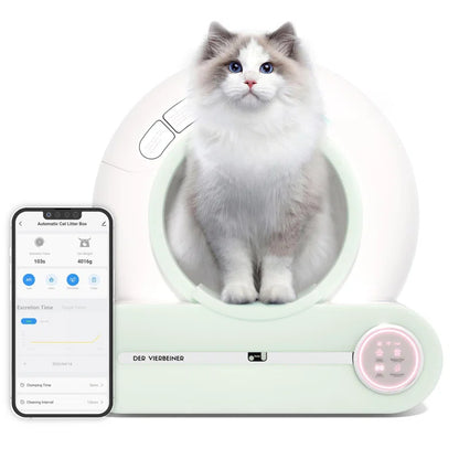 Automatic Litter Box, 65L + 9L Extra Large Self-Cleaning Cat Litter Box, Odor-Free/App Control/Safe Secure/Weight Monitor Smart Cat Litter Box