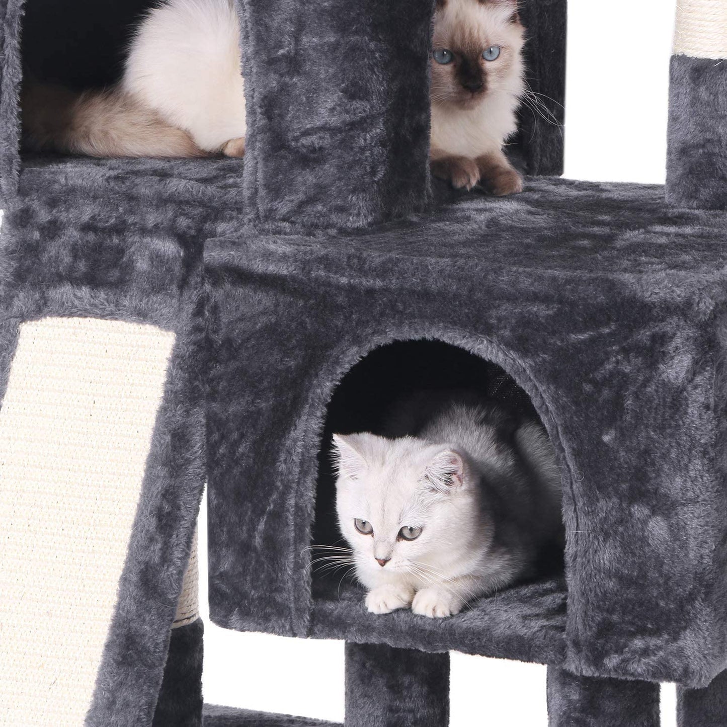 Cat Tree Condo with Sisal Scratching Posts, Scratching Board, Plush Perch and Dual Houses