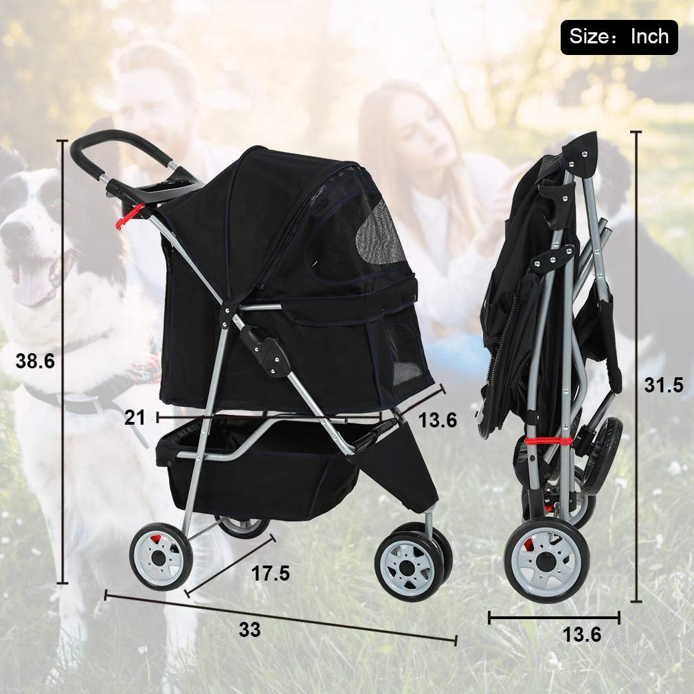 Pet Stroller, 3 Wheels, Travel Folding Carrier T13