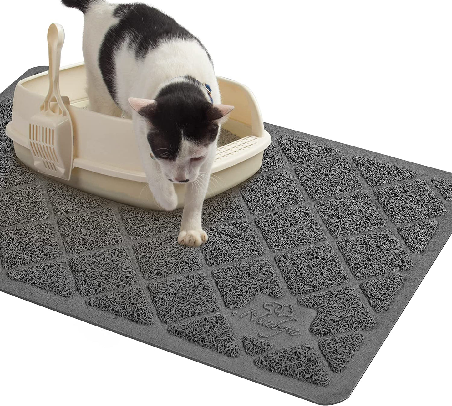 Premium Cat Litter Mat, Litter Box Mat with Non-Slip and Waterproof Backing, Litter Trapping Mat Soft on Kitty Paws and Easy to Clean, Cat Mat Traps Litter from Box