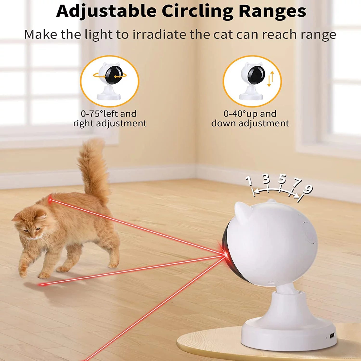 Automatic Cat Laser Toys, Interactive Laser Cat Toys for Indoor Cats, Cat Laser Toy Automatic White