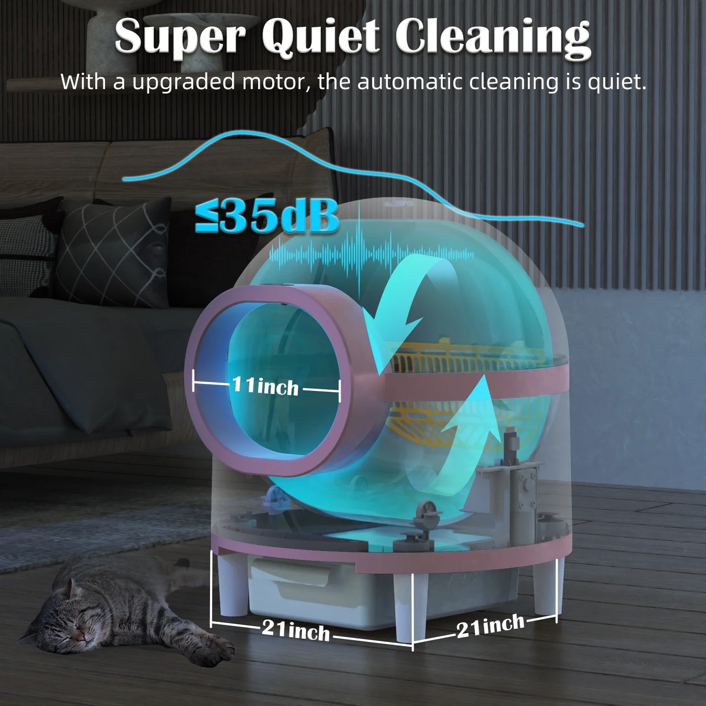 Self Cleaning Cat Litter Box, APP Control Automatic Cat Litter Box for Multiple Cats