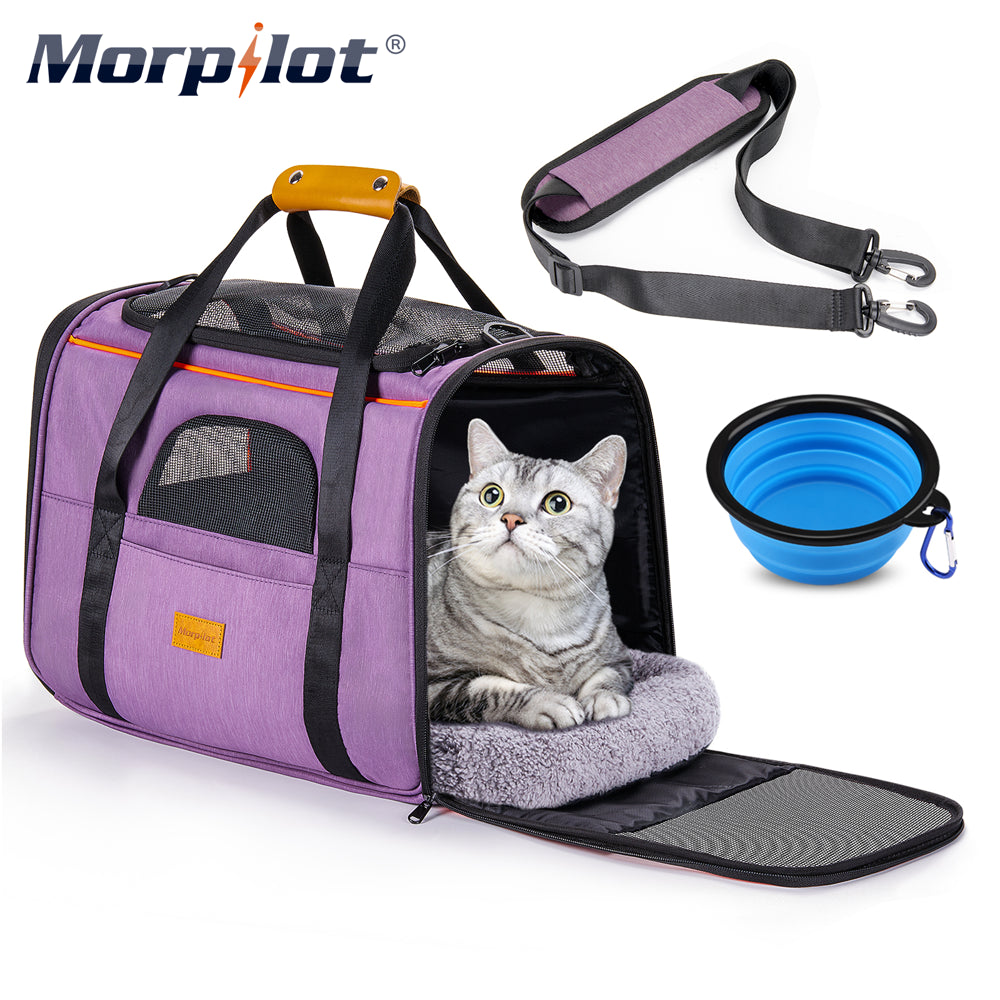 Cat Carrier ® Extra Large Cat Bag with Water Bowl, Soft Sided Tsa Airline Approved Pet Carrier up to 20LB, Travel Puppy Carrier Cat Carrier for Small Medium Large Dogs Cats Rabbits - Purple