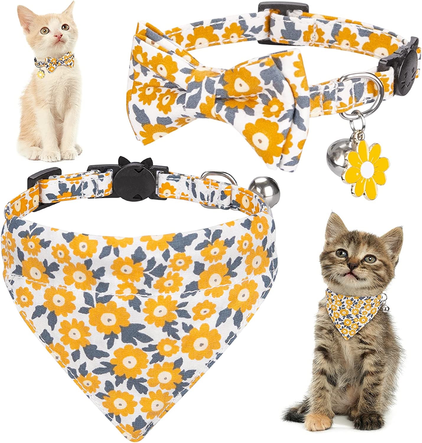 Cat Collars, Kitten Collar, Breakaway Cat Collar, Cat Collar with Bandana, Cat Collar with Bow Tie