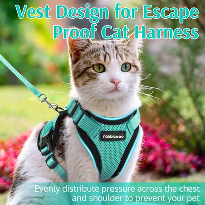 Cat Harness and Leash for Walking, Escape Proof Soft Adjustable Vest Harnesses for Cats, Easy Control Breathable Reflective Strips Jacket