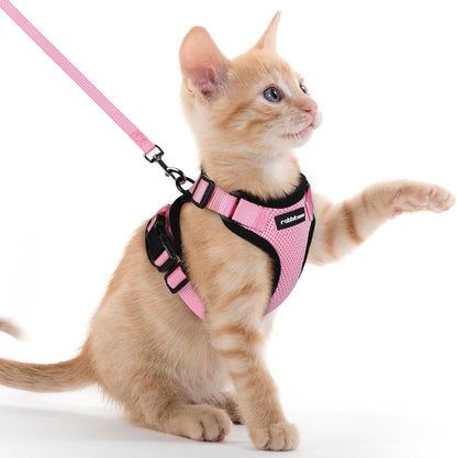 Cat Harness and Leash for Walking, Escape Proof Soft Adjustable Vest Harnesses for Cats, Easy Control Breathable Reflective Strips Jacket