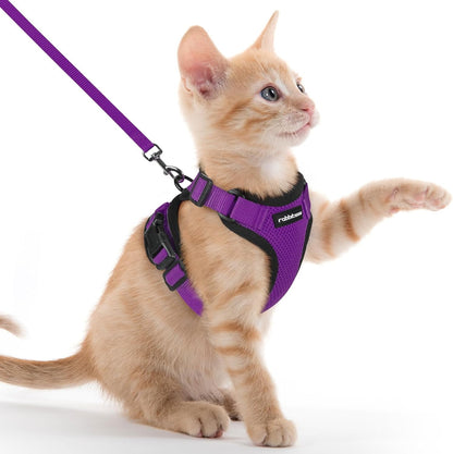 Cat Harness and Leash for Walking, Escape Proof Soft Adjustable Vest Harnesses for Cats, Easy Control Breathable Reflective Strips Jacket