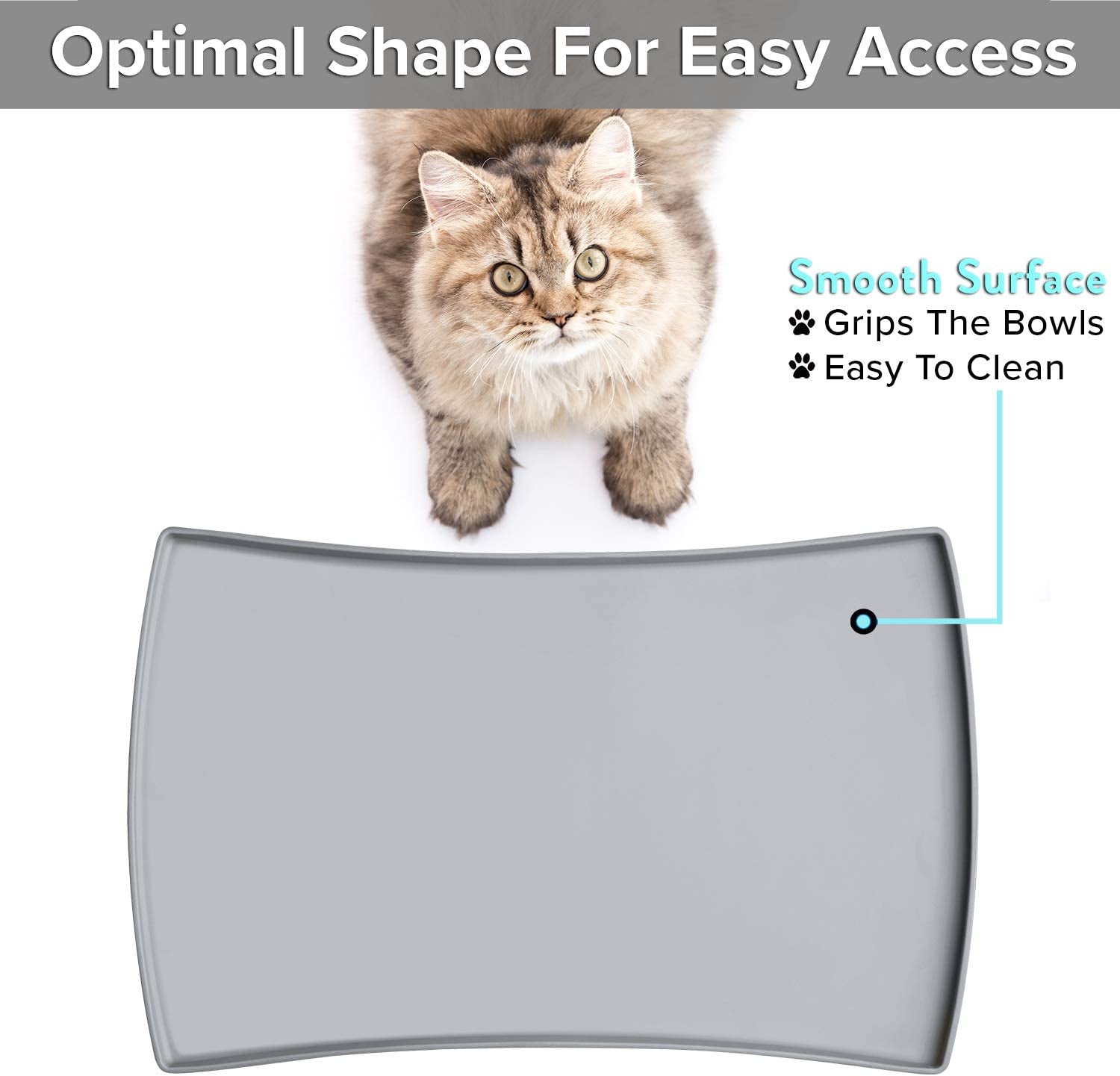 100% Waterproof Cat Mat for Food and Water, Silicone Mat for Cat Bowls, Non-Slip Mat for Cat Food and Water Bowl or Cat Water Fountain 