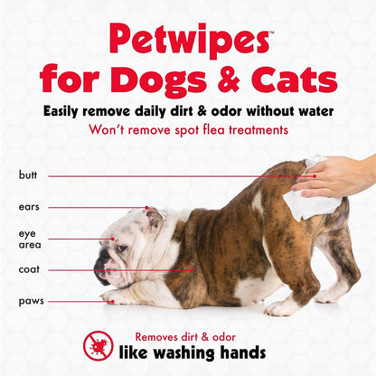 Pet Wipes for Cats, 200 Large Wipes - Removes Dirt & Odor like Washing Hands - Cleans Ears, Face, Butt, Eye Area - Convenient, Ideal for Home or Travel - 2 Packs of 100 Wipes