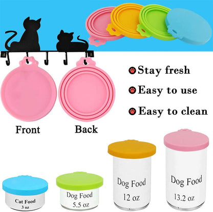 Universal BPA Free Silicone Can Lids Covers for Cat Food, One Can Cap Fit Most Standard Size Canned (Multicolor)